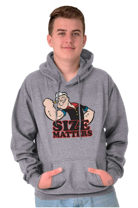 Popeye The Sailor Man Size Matters Hoodie Sweatshirt Women Men Brisco Brands S