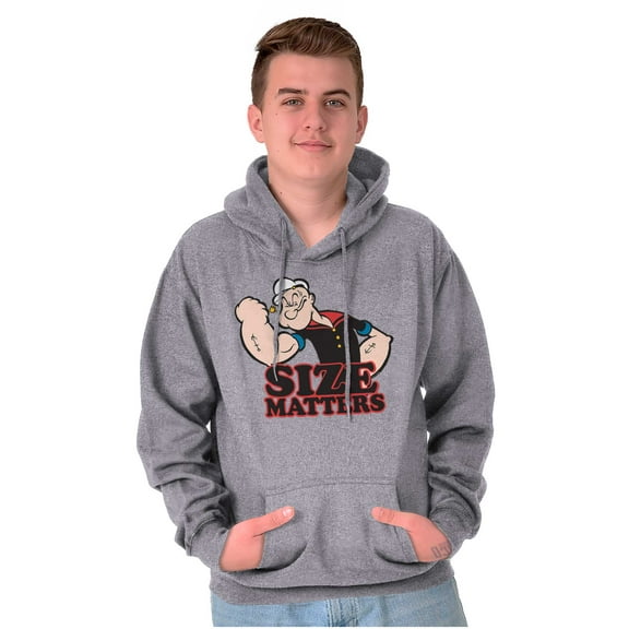 Popeye The Sailor Man Size Matters Unisex Plus Size Hoodie Brisco Brands 4X