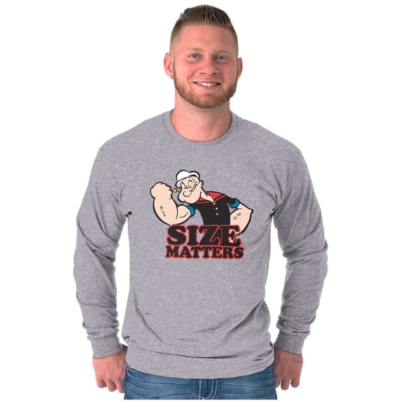 Popeye The Sailor Man Size Matters Unisex Plus Size Long Sleeve Shirt Brisco Brands 2X