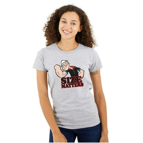 Popeye The Sailor Man Size Matters Women's T Shirt Ladies Tee Brisco Brands S