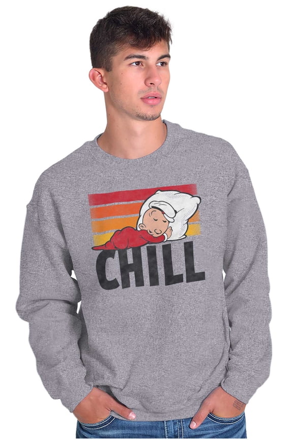 Popeye The Sailor Man Sleeping Chill Sweatshirt for Men or Women Brisco Brands S