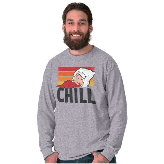 Popeye The Sailor Man Sleeping Chill Unisex Plus Size Long Sleeve Shirt Brisco Brands 3X