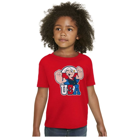 Popeye The Sailor Man USA Muscle Crewneck T Shirts Boy Girl Teen Brisco Brands X