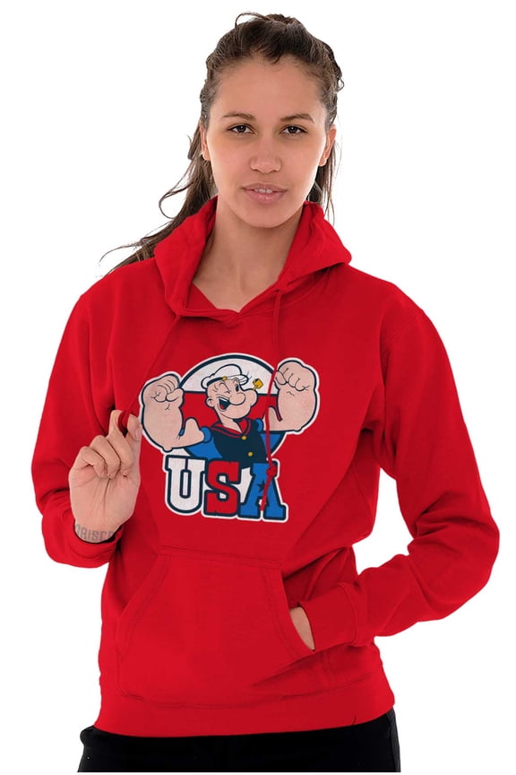 Popeye The Sailor Man USA Muscle Hoodie Sweatshirt Women Men Brisco Brands L