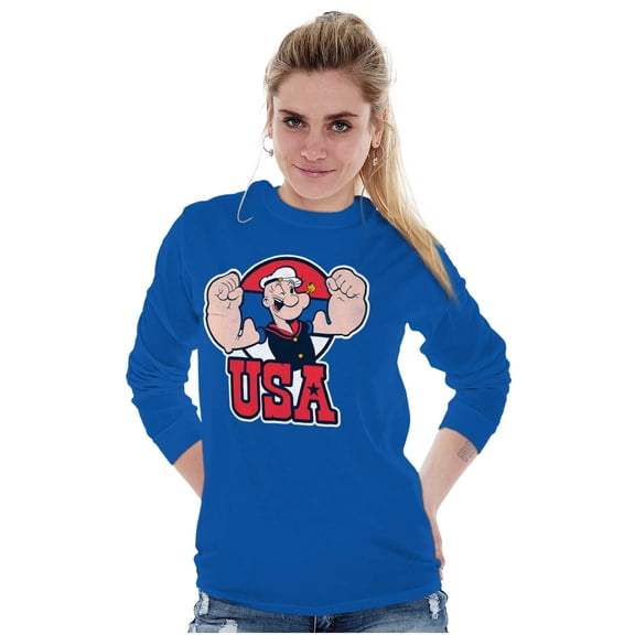 Popeye The Sailor Man USA Muscle Long Sleeve TShirt Men Women Brisco Brands X