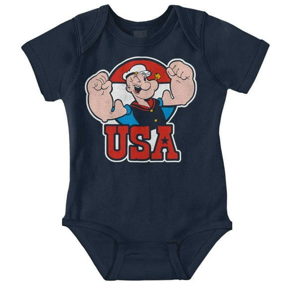 Popeye The Sailor Man USA Muscle Romper Boys or Girls Infant Baby Brisco Brands 12M