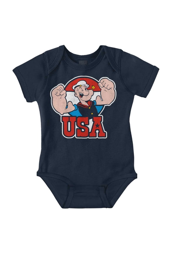 Popeye The Sailor Man USA Muscle Romper Boys or Girls Infant Baby Brisco Brands 6M