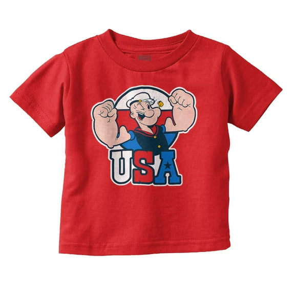 Popeye The Sailor Man USA Muscle Toddler Boy Girl T Shirt Infant Toddler Brisco Brands 18M