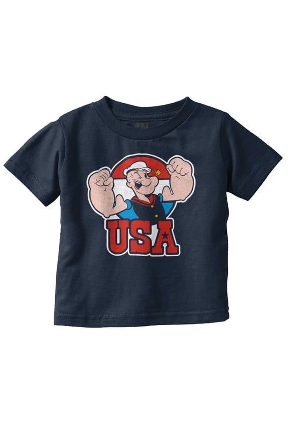 Popeye The Sailor Man USA Muscle Toddler Boy Girl T Shirt Infant Toddler Brisco Brands 3T