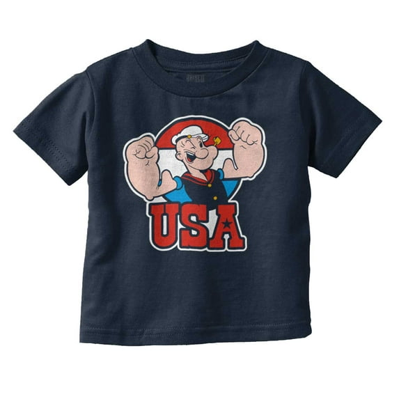 Popeye The Sailor Man USA Muscle Toddler Boy Girl T Shirt Infant Toddler Brisco Brands 4T