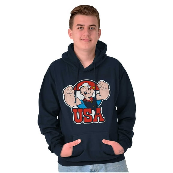 Popeye The Sailor Man USA Muscle Unisex Plus Size Hoodie Brisco Brands 3X