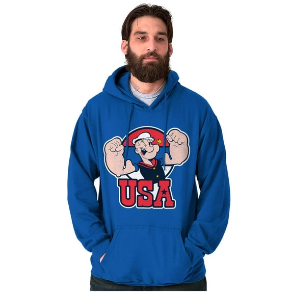 Popeye The Sailor Man USA Muscle Unisex Plus Size Hoodie Brisco Brands 4X