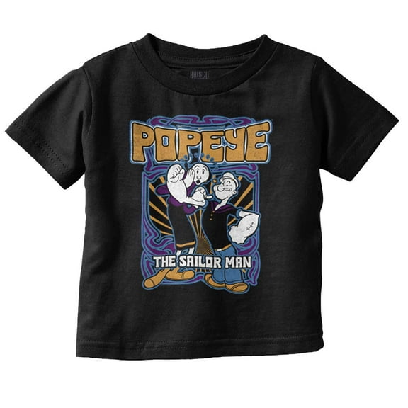 Popeye The Sailor Man and Olive Oyl Toddler Boy Girl T Shirt Infant Toddler Brisco Brands 2T