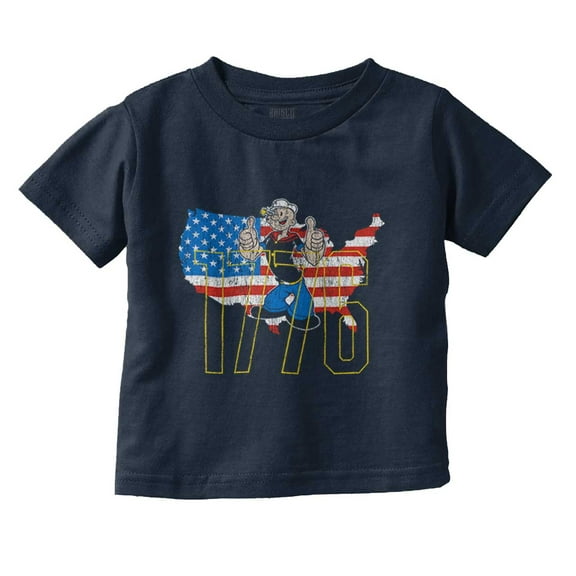 Popeye Thumbs Up USA American Flag Toddler Boy Girl T Shirt Infant Toddler Brisco Brands 4T