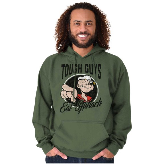 Popeye Tough Guys Eat Spinach Funny Hoodie Hooded Sweatshirt Men Brisco Brands S
