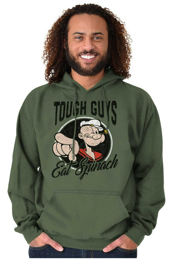 Popeye Tough Guys Eat Spinach Funny Hoodie Hooded Sweatshirt Men Brisco Brands S