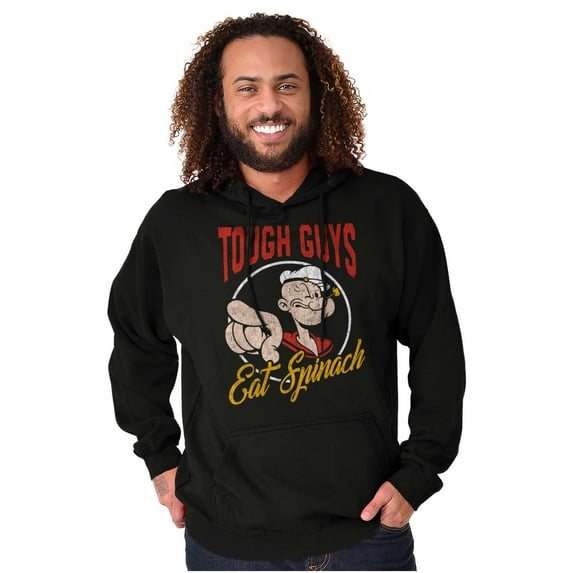 Popeye Tough Guys Eat Spinach Funny Men Big & Tall Graphic Hoodie Brisco Brands 5X