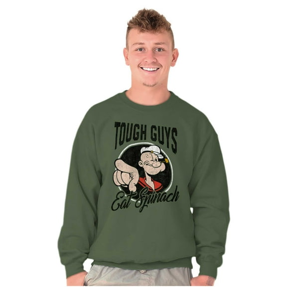 Popeye Tough Guys Eat Spinach Funny Men Big & Tall Sweatshirt Brisco Brands 5X