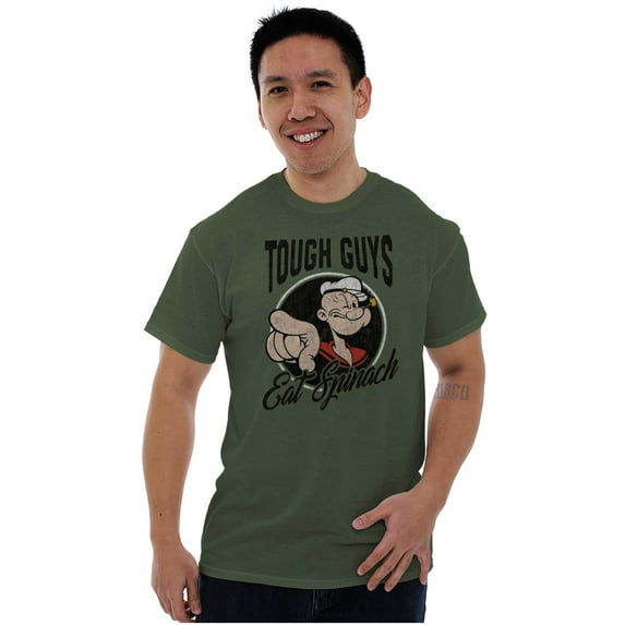 Popeye Tough Guys Eat Spinach Funny Men's Graphic T Shirt Tees Brisco Brands M