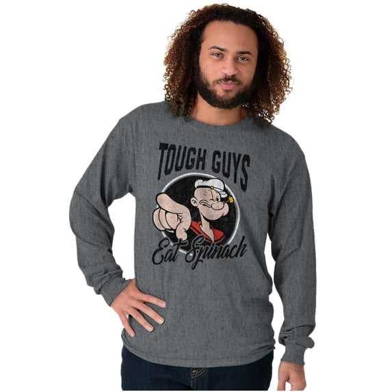 Popeye Tough Guys Eat Spinach Funny Men's Long Sleeve Tee T Shirt Brisco Brands X