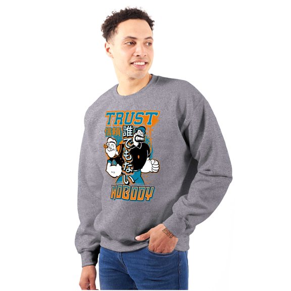 Popeye Trust Nobody Asian Inspired Men Big & Tall Sweatshirt Brisco Brands 2X