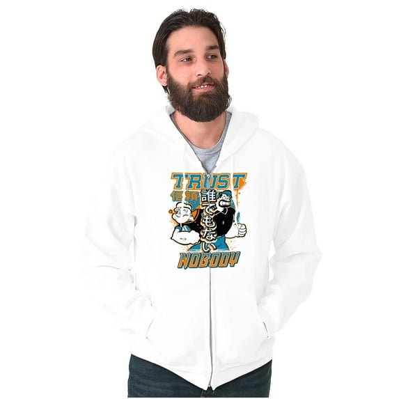 Popeye Trust Nobody Asian Inspired Men Big & Tall Zip Hoodie Brisco Brands 3X