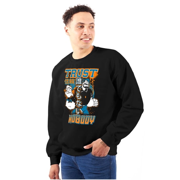 Popeye Trust Nobody Asian Inspired Men's Crewneck Sweatshirt Brisco Brands S