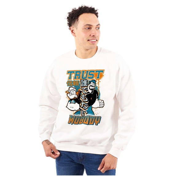 Popeye Trust Nobody Asian Inspired Men's Crewneck Sweatshirt Brisco Brands S