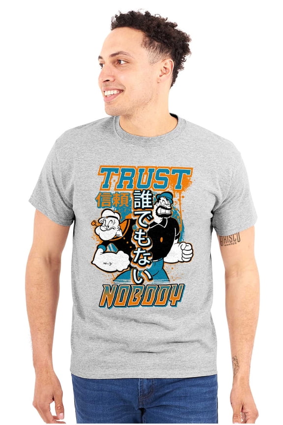 Popeye Trust Nobody Asian Inspired Men's Graphic T Shirt Tees Brisco Brands L