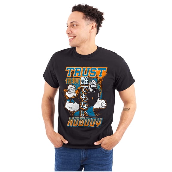 Popeye Trust Nobody Asian Inspired Men's Graphic T Shirt Tees Brisco Brands L