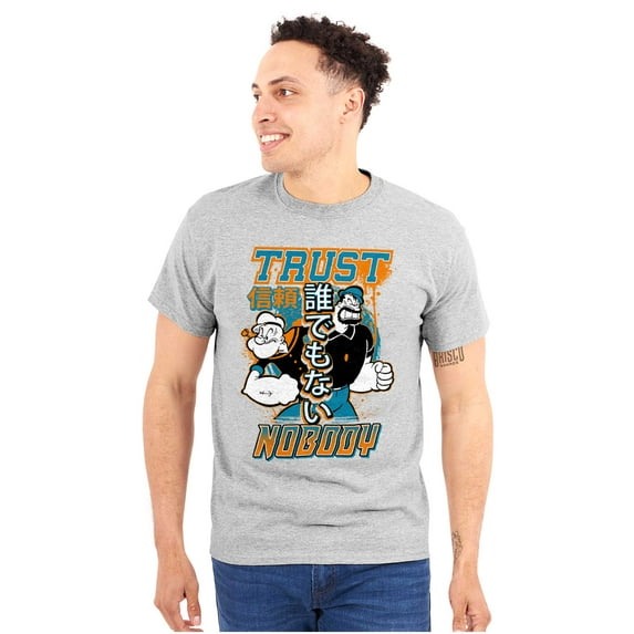 Popeye Trust Nobody Asian Inspired Men's Graphic T Shirt Tees Brisco Brands S