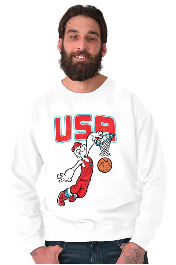 USA Basketball Dunk Cartoon Men's Crewneck Sweatshirt Brisco Brands S