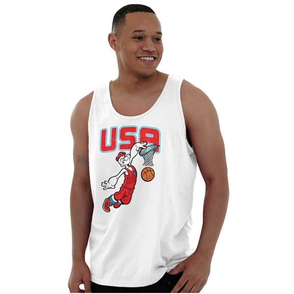 Popeye USA Basketball Dunk Cartoon Tank Top Sleeveless Tee Men Brisco Brands S