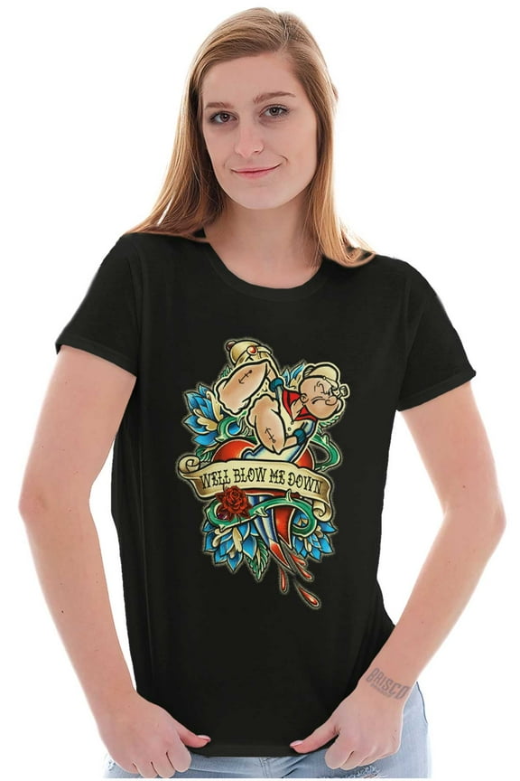 Well Blow Me Down Tattoo Women's T Shirt Ladies Tee Brisco Brands S