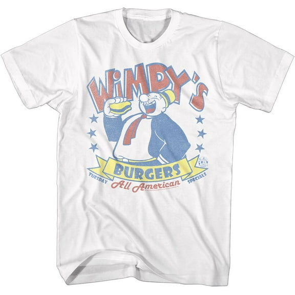 Popeye Whimpy's Burgers White Adult T-Shirt