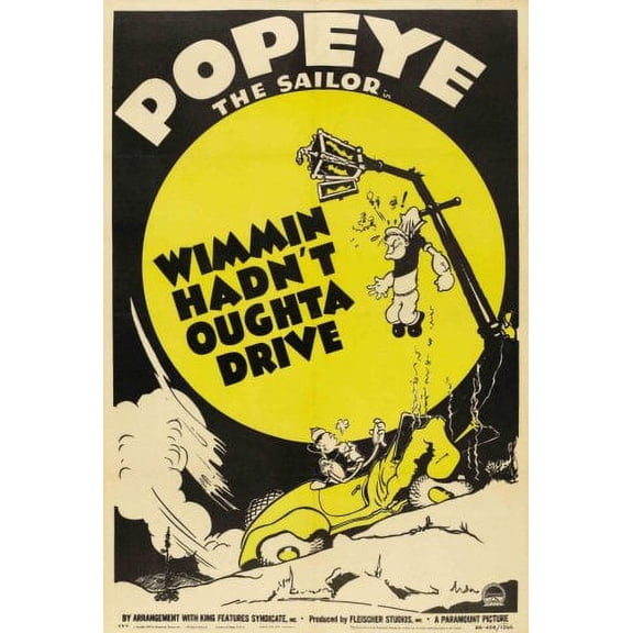 Popeye Wimmin Hadnt Oughta Drive Poster 24x36 Art Poster 24x36 Multi-Color Square Adults AB Posters