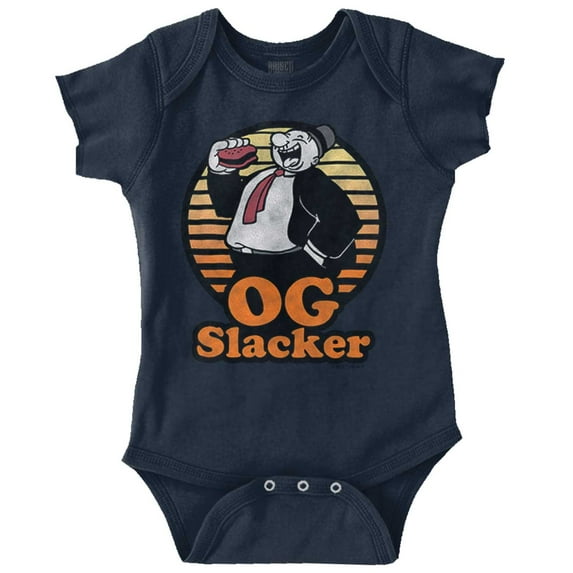 Popeye Wimpy OG Slacker Funny Retro Romper Boys or Girls Infant Baby Brisco Brands 12M