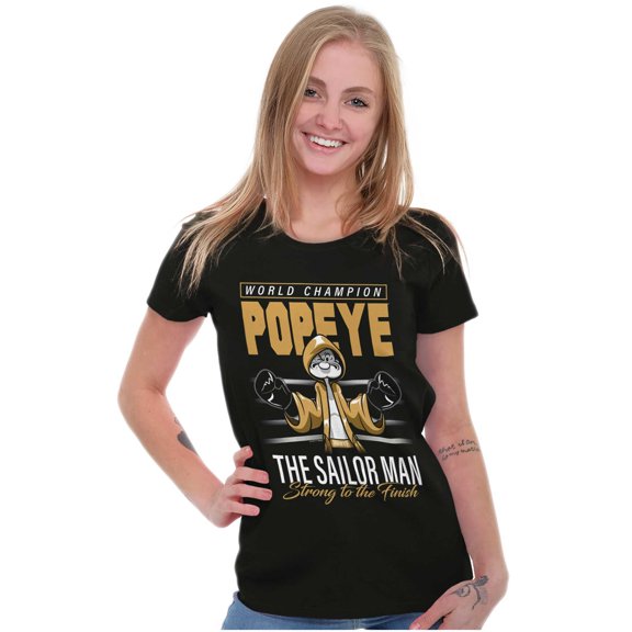Popeye World Champion Boxing Ring Womens Slim Fit Graphic Tee Brisco Brands X