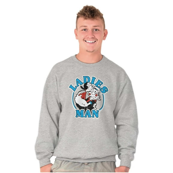 Popeye and Olive Oyl Ladies Man Funny Men's Crewneck Sweatshirt Brisco Brands S