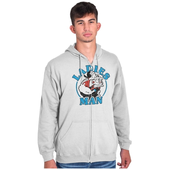 Popeye and Olive Oyl Ladies Man Funny Zip Hoodie Sweatshirt Men Brisco Brands M