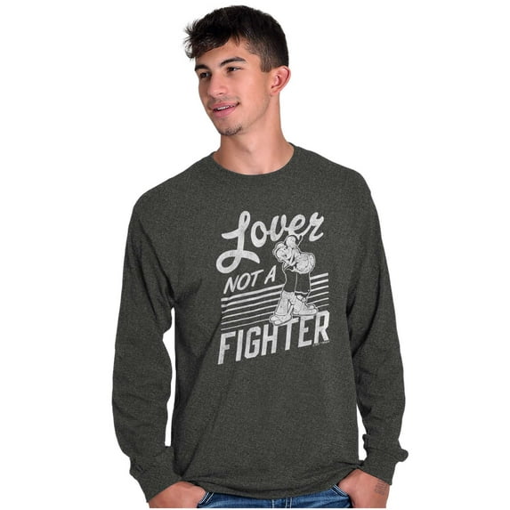 Popeye the Sailor Loves Not a Fighter Women's Long Sleeve T Shirt Brisco Brands S