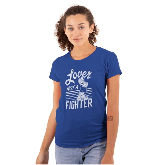Popeye the Sailor Loves Not a Fighter Women's T Shirt Ladies Tee Brisco Brands L