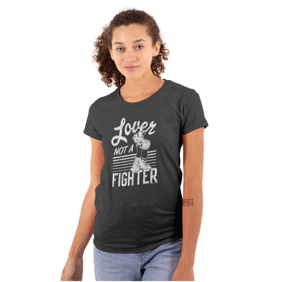 Popeye the Sailor Loves Not a Fighter Women's T Shirt Ladies Tee Brisco Brands S