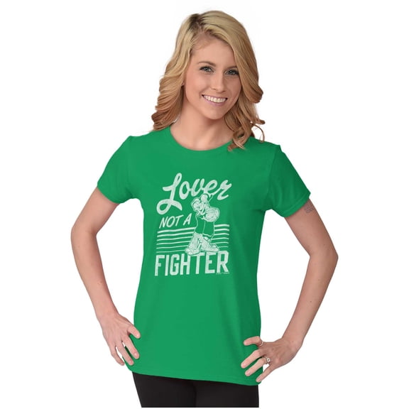Popeye the Sailor Loves Not a Fighter Women's T Shirt Ladies Tee Brisco Brands X