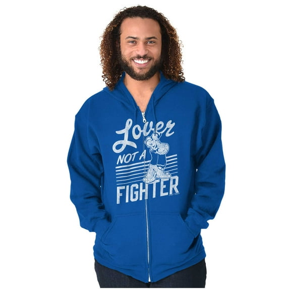 Popeye the Sailor Loves Not a Fighter Zip Hoodie Sweatshirt Women Brisco Brands X
