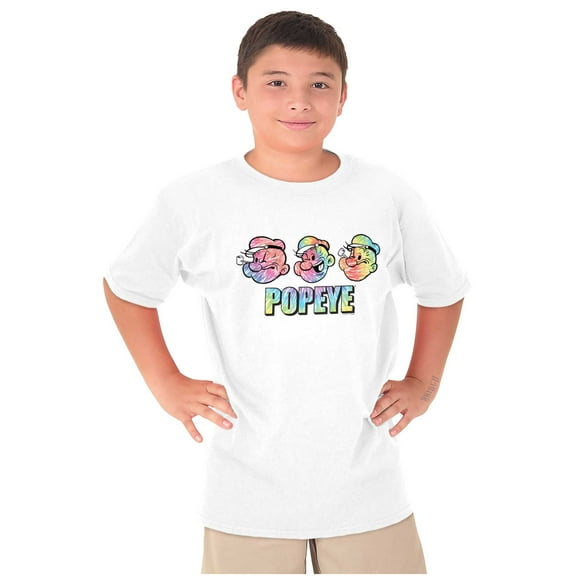 Popeye the Sailor Man Face Cartoon Crewneck T Shirts Boy Girl Teen Brisco Brands X