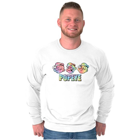 Popeye the Sailor Man Face Cartoon Long Sleeve TShirt Men Women Brisco Brands S