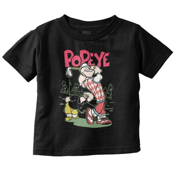 Popeye the Sailor Man Golf Cartoon Toddler Boy Girl T Shirt Infant Toddler Brisco Brands 6M