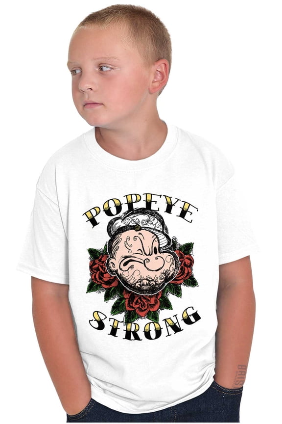 the Sailor Man Strong Tattoo Crewneck T Shirts Boy Girl Teen Brisco Brands L