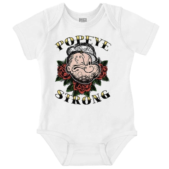 Popeye the Sailor Man Strong Tattoo Romper Boys or Girls Infant Baby Brisco Brands NB